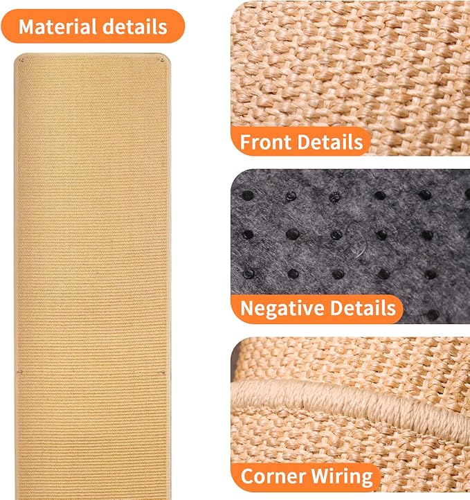 Extra Large Cat Wall Climbing Carpet 67"X16", Tall Cat Scratch Pad with 8 Nails, Door Hanging Sisal Pet Scratcher Mat for Furniture Couch Sofa Protector (Camel)