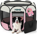Dog Playpen, Portable Puppy Pet Crate Indoors for Small/Medium/Large Dogs Cats Rabbits, Foldable Dog Cage Enclosure for Outdoor, Pop Up Dogs Tent Kennel with Carrying Case, Pink