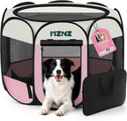 Dog Playpen, Portable Puppy Pet Crate Indoors for Small/Medium/Large Dogs Cats Rabbits, Foldable Dog Cage Enclosure for Outdoor, Pop Up Dogs Tent Kennel with Carrying Case, Pink