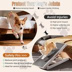 Dog Ramp for Bed – Foldable Wooden Pet Ramp with Soft Plush Fabric Cover 14"–20" Adjustable Height, Non-Slip Surface & Wide 17.7" Platform–Supports Small to Large Dogs up to 200 lbs