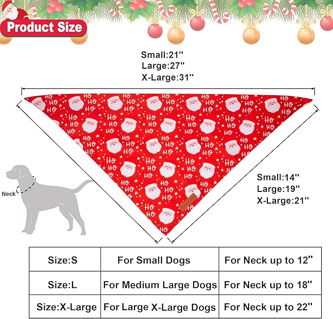 ADOGGYGO Christmas Dog Bandanas, Snowman Santa Xmas Pet Scarf, Multi Size Offered, Red Green Christmas Bandana for Small Dogs Pets (Small)