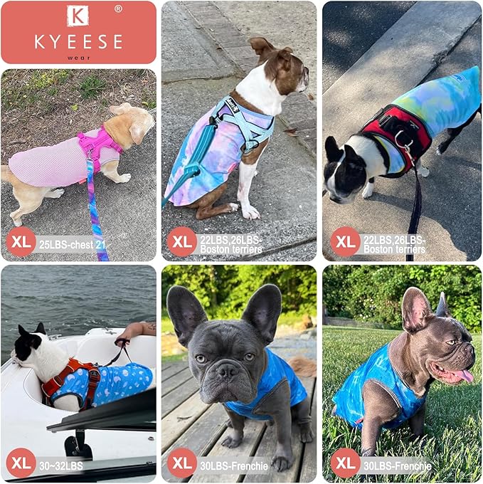 KYEESE 2Pack Dog Cooling Shirt, Breathable Dog Shirt for Small Medium Dogs, Sun Protection Dogs Cooling Vest Tank Top, Lightweight Soft Sleeveless Summer Pet Clothes, Boat+Ice Cream, XL