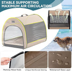 PETSFIT Portable Dog Crate, Travel Dog Crate - 19 Inch Lightweight, Roomy, Easy to Set Up, Sturdy Collapsible Dog Kennel with Thick Mat, Khaki