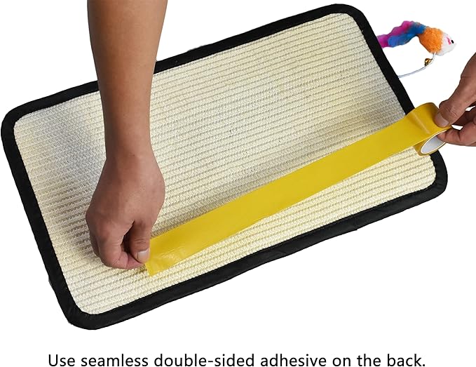 2 Pcs Sisal Mat Cat Scratch Furniture Protector, Adhesive or Non-Marking Nails Couch Protector From Claws, Anti Scratcher for Cats (Large Size)