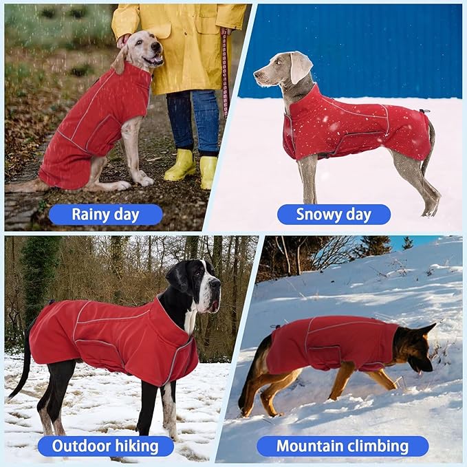 MIGOHI Dog Snow Jacket,Large Dog Winter Coat,Winter Jackets for Dogs,Fleece Jacket for Dogs Boy Girl,Pet Clothes for Hiking Camping,Corgi,Shibainu,L,Red