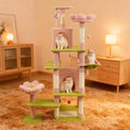 Pink 71 Inch Flower Cat Tree Tower, Cat Tower for Indoor Cats Large Adult, Multi-Level Cat Tree with Scratching Posts, Hammock, 2 Condos and a Large Top Perches for Indoor Cats