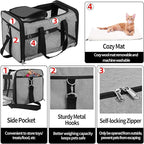 Soft Sided Cat/Dog Carrier，Collapsible Mesh Pets Travel Carriers for Pet/Puppy with Shoulder Strap & Removable Mat，Top Load Small Dogs/Cats Carry Bag Up to 25 Lbs（Grey - L）