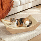 Zakkart Cat Sisal Scratching Bed Hammock, 2-in-1 Cat Scratcher & Lounging Bed, 100% Natural Sisal Mat, Solid Wood Frame, Cat Furniture Protector (Large, Natural Color)