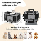 Cat Carrier Soft-Sided Travel Bag for Medium to Large Cats Over 15lbs, Small Dog Carrier Crate Top Entry Breathable Mesh Puppy 12 Pounds, Pet Rabbit Carrying Cage Kennel Collapsible Grey