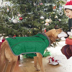 Fragralley Dog Coat Medium, Waterproof Dog Jacket with Warm Fleece Lining, Adjustable Reflective Dogs Winter Coat, Turtleneck Pet Coats for Cold Weather (Green M)