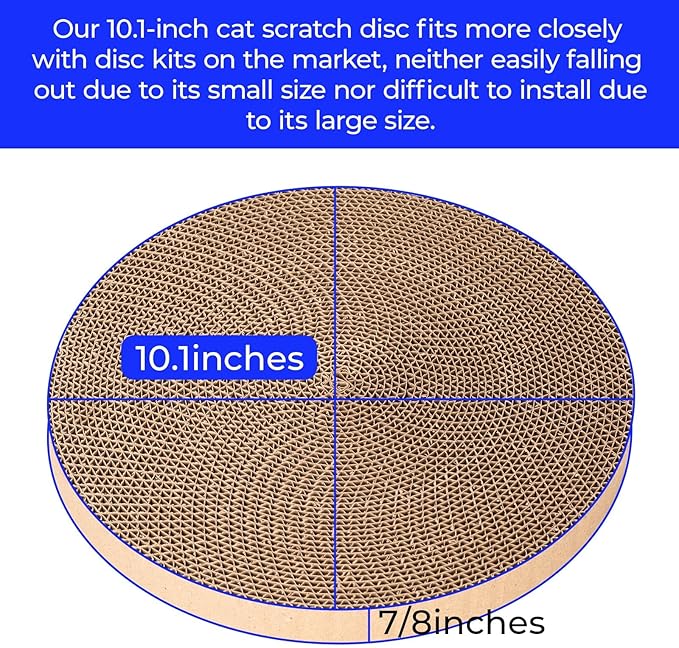 Round cat Scratcher Refill, 10 inch Diameter, 7/8 inch Thickness Scratcher Replacement Pads, Scratching Board Circle, Scratch pad, scratchers for Indoor Cats (3pcs)