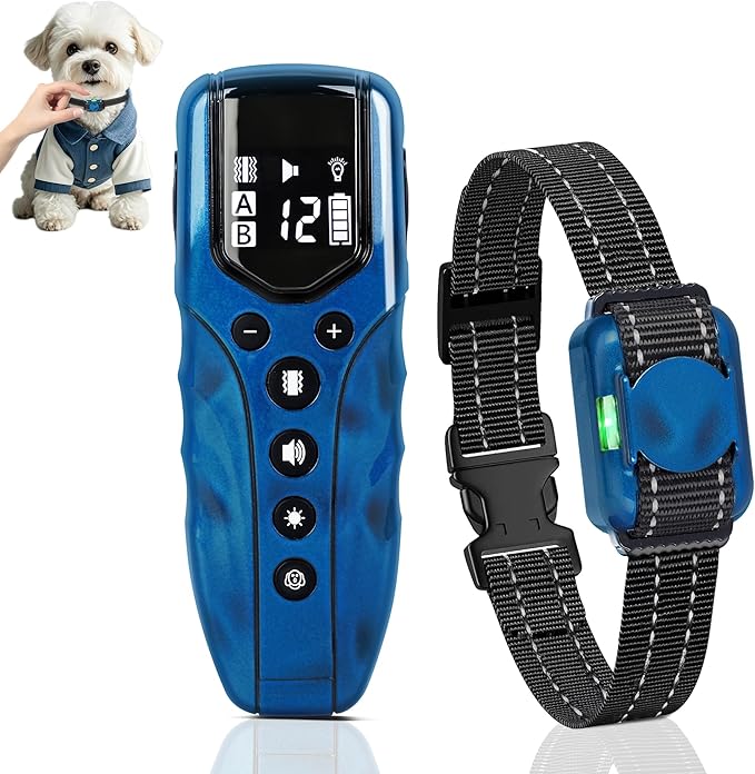 Lightest No Shock Dog Training Collar with 2000ft Remote,Tiniest Vibrating Dog Collar,Vibration Collar for Small Dogs 5-15lbs & Medium Large Dogs, Safe Lock, Beep, Vibrate, No Prongs, Waterproof,Blue