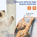 Cat Tree 82 in Multi-Level Cat Tower for Indoor Cats, Heavy Duty Large Cat Tree with Sisal Scratching Posts, Hammock, 2 Perches, 2 Condos, 2 Hanging Baskets, Light Grey