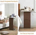 Modern Wood Cat Tree Tower for Indoor Large Cats, 33.8-Inch Tall Wooden Cat Trees with Big Perch Bed, Cat Scratching Pads, Washable Removable Cushions Scratching Mat, Cat Furniture, Greigy
