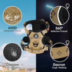 NESTROAD No Pull Dog Harness,Adjustable Oxford Dog Vest Harness with Leash,Reflective No-Choke Pet Harness with Easy Control Soft Handle for Medium Dogs(Medium,Light Brown)