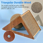 Fhiny Cat Scratcher Toy with Sisal Ball, 2-in-1 Rope Ball with Bell & Cardboard Cats Scratching Interactive Solid Wood Durable Scratch for Indoor Kitties Wear-Resistant Furniture Supplies