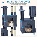 Garvee 61" Multi-Level Cat Tree for Indoor Cats, Heavy-Duty Tower for Large Adult & Maine Coon Cats with Extra-Large Perch, 2 Spacious Condos, Natural Sisal Scratch Posts & Play Toys – Blue