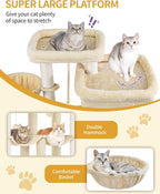 Cat Tree, 78.7" XXL Cat Tree with 10 Scratching Posts, 2 Caves, 2 Hammocks, Large Platform, Cat Brushes, Basket, Heavy Duty Cat Tree for Maine Coons, Large Cats, Beige MS20018YL