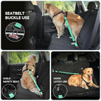 Pawaboo Dog Seat Belt Harness for Car, Dog Car Harness Seatbelt with Double Clips, Adjustable Breathable Pet Vest & Dogs Safety Tether with Elastic Bungee for Small Medium Large Pet, M, Blue + Black
