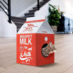 FluffyDream Cat Scratcher Cardboard, Scratching Pad House Bed Furniture Protector, Infinity Shape, Curved (Red, Milk Box)