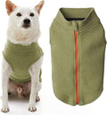Gooby Zip Up Microfiber Fleece Dog Sweater - Green, X-Large - Warm Double Layered Soft Step-in Jacket Without Ring Leash - Winter Sweaters for Small and Medium Dogs