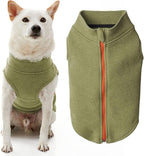 Gooby Zip Up Microfiber Fleece Dog Sweater - Green, Medium - Warm Double Layered Soft Microfiber Fleece Step-in Jacket Without Ring Leash - Winter Sweater for Small and Medium Dogs
