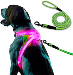 Noxgear LightHound (X-Large) + High-Visibility Dog Leash – Illuminated and Reflective Harness for Dogs Including Multicolored LED Fiber Optics (USB Rechargeable, Adjustable, Lightweight, Rainproof)