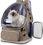 Pawstrip Cat Backpack Carrier with Large Space Bubble Window, Airline Approved Breathable Pet Carrier for Small Dogs Cats up to 15lbs, Foldable for Travel Hiking & Outdoor Use