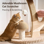 Aesthetic Flower Cat Tree Tower with Scratching Post for Indoor Cats, 37" H Modern Cat Tree with Wood Sculpted Branch, Flower Cat Beds, Mushroom Scratcher & Interactive Squeaky Toy, Pink