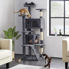 Topeakmart 61in Cat Tree for Indoor Cats, Cat Tower with Scratching Posts Spacious Perch & Platform for Kittens, Dark Gray