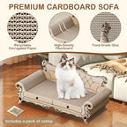 Cat Scratcher Bed,Sofa-Shaped Cat Scratcher Couch, Large Luxury Durable Cardboard Sofa Scratcher Pad Furniture Protector for Indoor Cats Scrach,Rest and Play,23.6 Inches,Beige