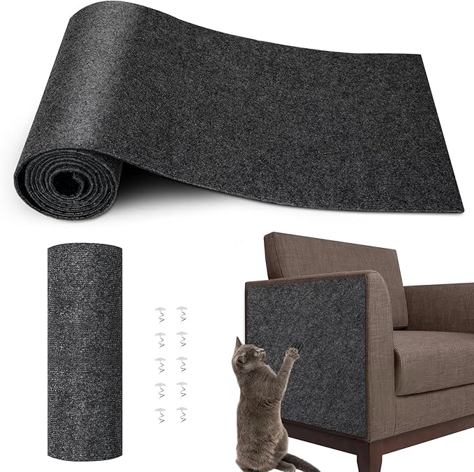 Cat Scratch Mat - 78.74"x15.74" Self-Adhesive Anti Scratching Pad for Couch, Trimmable DIY Cat Sofa Furniture Wall Cat Tower Protector, Replacement Pads for Pet Couch Protector from Claws Dark Gray