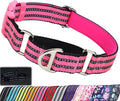 Martingale Collar for Dogs -Reflective Nylon Heavy Duty No Slip Choke Dog Collar with Padded Comfort Quick Release Buckle for Training, Walking & Overexcited Pulling Pink M