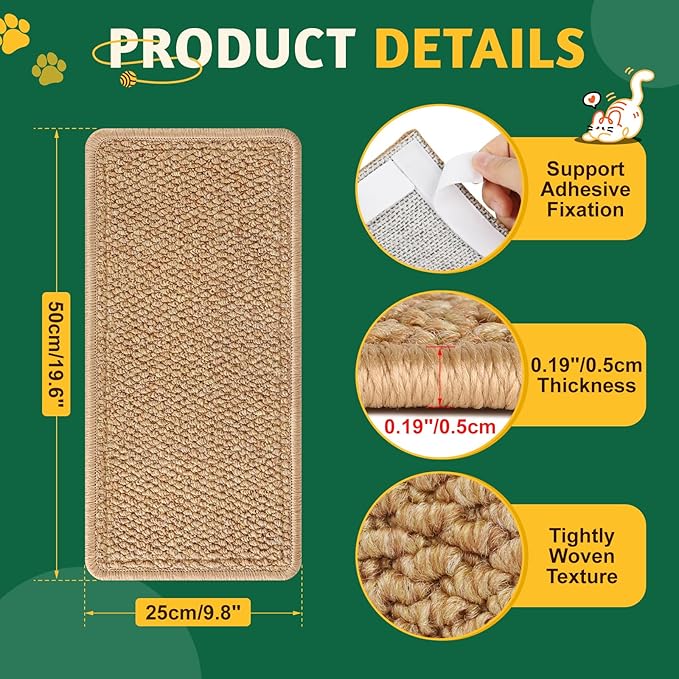 ENONCI Corner Cat Scratcher Wall Mounted for Indoor Cats, Cat Scratcher Pad for Door Frame, 19.6X9.8 Inch Anti Cat Scratch Door Furniture Protector for Couches and Walls