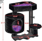 BEWISHOME Cat Tree, Gothic Cat Tree with Coffin Bed, Goth Cat Tree Tower with Scratching Posts, Cat Shelves for Kittens, Spider Toy, Black and Violet Small MMJ93Z