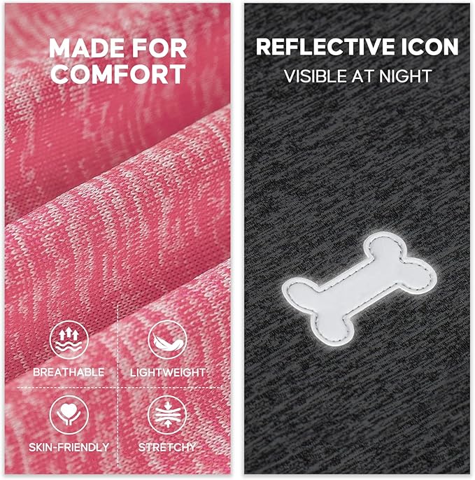 KYEESE 2Pack Dog Shirt, Lightweight Sun Protection Sleeveless Dog T Shirts for Small Dogs, Breathable Puppy Reflective Tank Top Summer Dogs Clothes for Outdoor Walking, Coral Red+Grey, S