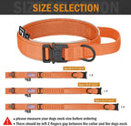 HYDEME Tactical Dog Collar, Alpine Loop Adjustable Military Training Nylon Dog Collars with Handle and Reflective for Small Medium Large Dogs, with Airtags Protective Case & Patches.(L,Orange)
