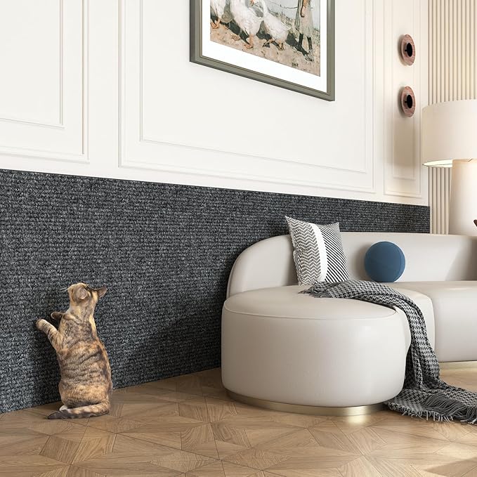 Yenhome 15.7"X160" Anti Scratch Furniture Protector from Cats Scratching Trimmable Self-Adhesive Cat Scratch Mat for Floor, Couch, Wall, Sofa Couch Protector from Cat Claws (Dark Grey)