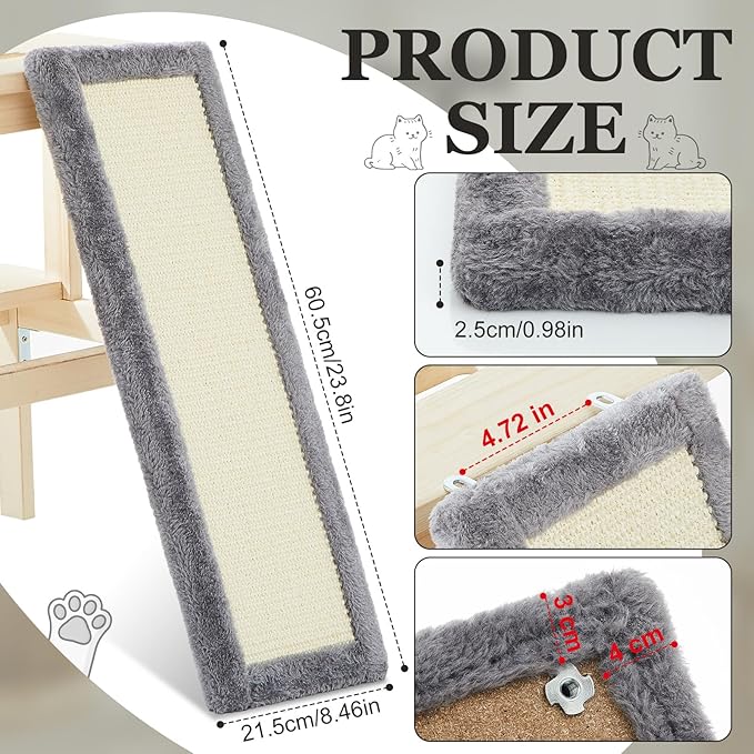 Cat Tree Replacement Parts 23.8 x 8.5 Inch Cat Tree Tower Accessories Sisal Ladder Scratching Board Kitty Scratcher Refill Board Furniture Parts for DIY Indoor Kitten Condo Activity Center