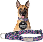 Lucky Love Dog Martingale Dog Collar - Adjustable, No-Slip, Durable, & Soft Webbing Collar for Male and Female Dogs Ideal for Training & Walking - Primrose, Large