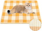 Cat Scratcher Mat, 23.6x15.7 Inch Natural Sisal Cat Scratch Pad, Horizontal Cat Scratching Pad Rug for Indoor Cats with Sticky Tapes, Protect Couch & Carpets（Orange White）
