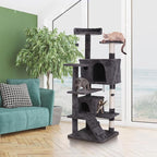 LEMY 54 Inch Cat Tree,Multi-Level Cat Tower Condo for Indoor Kittens,Dark Grey Cat House with Sisal-Covered Scratching Post for Cats to Play and Sleep