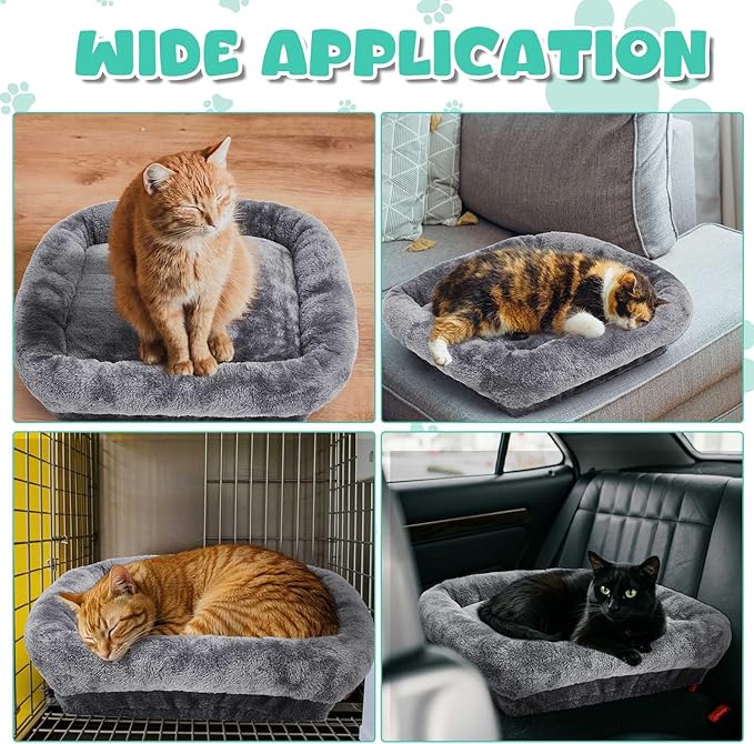 Abbylike 2 Pcs Cat Tree Tower Replacement Parts Grey Bed Cover with Elastic Band Removable Washable Padding for Platform Perch Shelves, Only Cover, Cat Tower Cushions Accessories(13.8 x 13.8 Inch)
