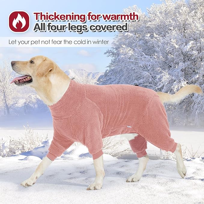 Dog Winter Coat for Small Medium Large Dog for Run Walk Sleep Warm Fleece Pet Sweater & Windproof Pajamas Snow Jacket 2XL Pink