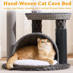 Modern Cat Tree Tower for Large Cat with Scratching Post for Indoor, 46 inch Multi-Level Cat Tower with Handwoven Beds, Cat Cave, Dangling Balls