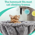 3 Pack 13" Large Cat Tree Hammock Basket Bed Lounger Tower Replacement Parts with 6 Pcs Hanging Elastic Strings Pom Pom Toys, Cat Tree Accessories Hammock Attachment (Gray)