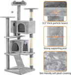 Topeakmart 70in Cat Tree, Multi-Level Cat Tower with Scratching Post Dangling Ball and Condos Cat Furniture for Indoor Cats, Light Gray