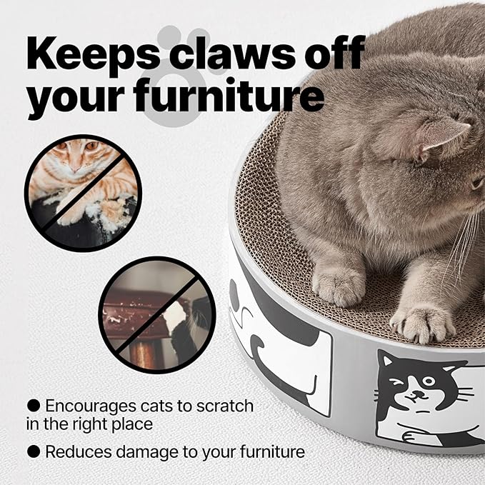Cat Scratcher Bed – 16.5" x 13" Premium Scratch Lounge Bed Made from Recycled Corrugated Cardboard, Oval Cat Couch with Natural Catnip for Indoor Cats, Scratching Bed for Cats, Protect Furniture
