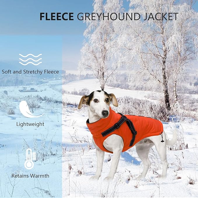 Geyecete Winter Warm Coat Waterproof Dog Winter Jacket with Harness Traction Belt,Pet Outdoor Jacket Dog Autumn and Winter Clothes for Medium, Small Dog-Orange-XL