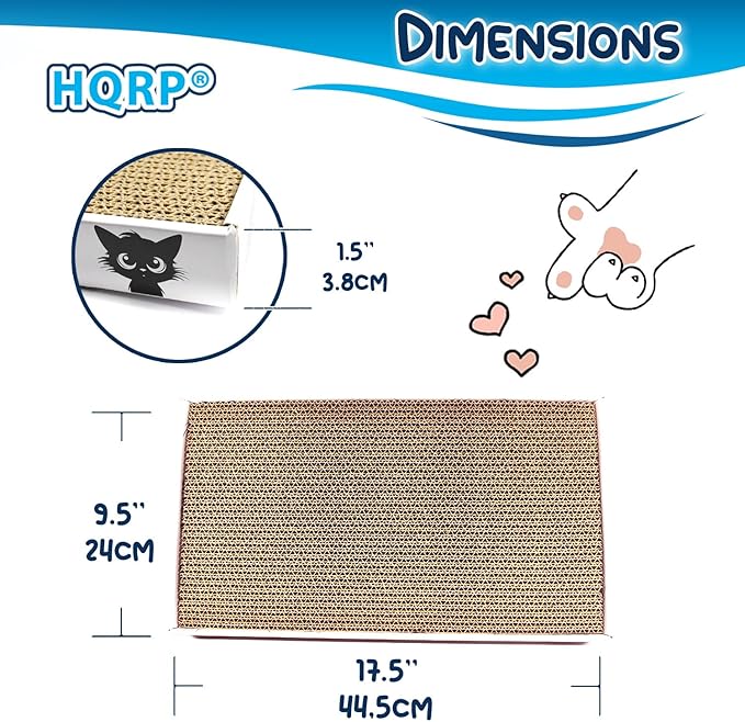 HQRP 3-pack Large Cat Scratcher Cardboard 17.5"x9.5" Cat Scratcher Box, Reversible Cat Scratch Pad Board, Wide Flat Scratching Pad for Cats, Corrugated Scratch Bed, Cardboard Scratcher for Indoor Cats